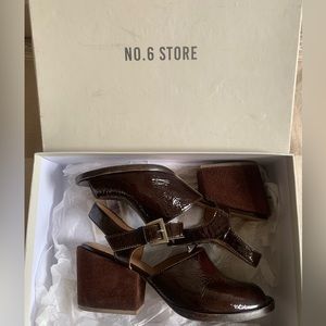 Beautiful! Wine colored wedge heels by No.6 . Suede and patent leather. Sz 8